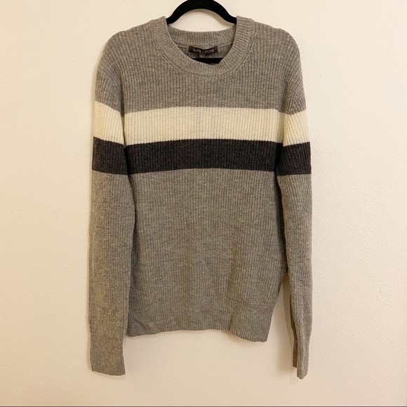 Slate & Stone Gray Emory Colorblock Stripe Crew Neck Long Sleeve Sweater Men XL - Picture 2 of 5